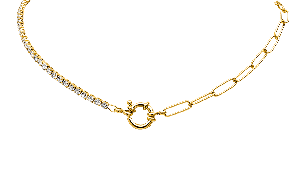 Sparkling Link Necklace 14K Gold Plated