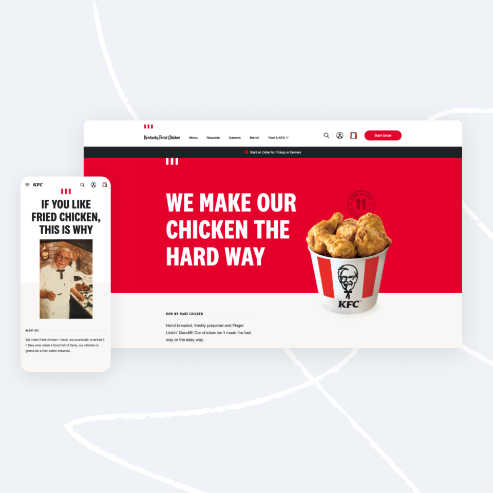 Screenshot of KFCs desktop and mobile experience