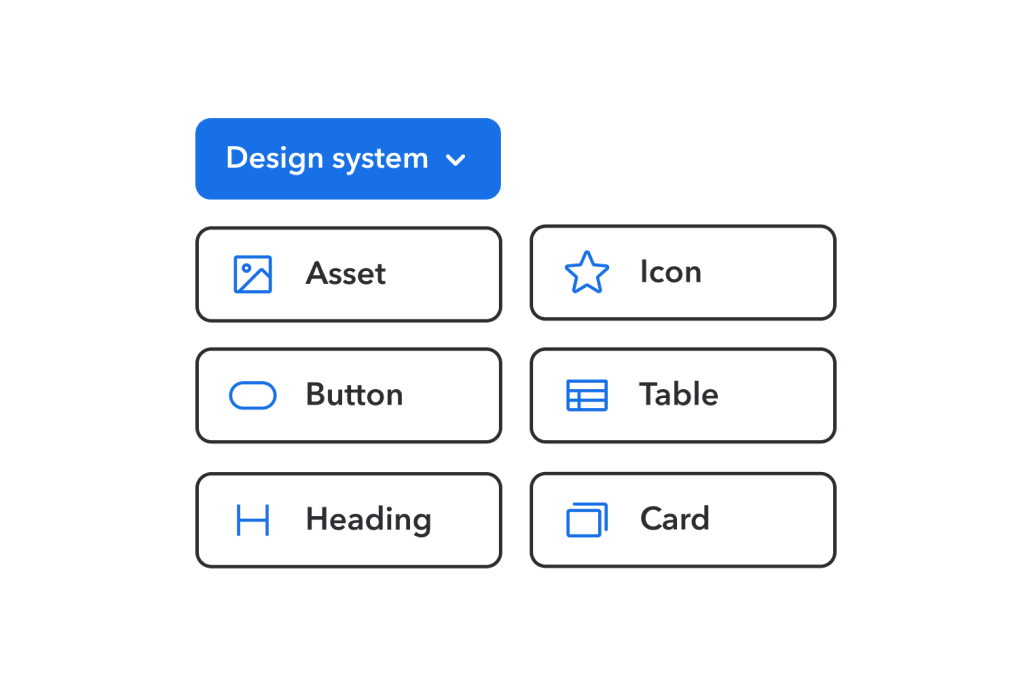 Stylized Studio interface showing design-system components menu.
