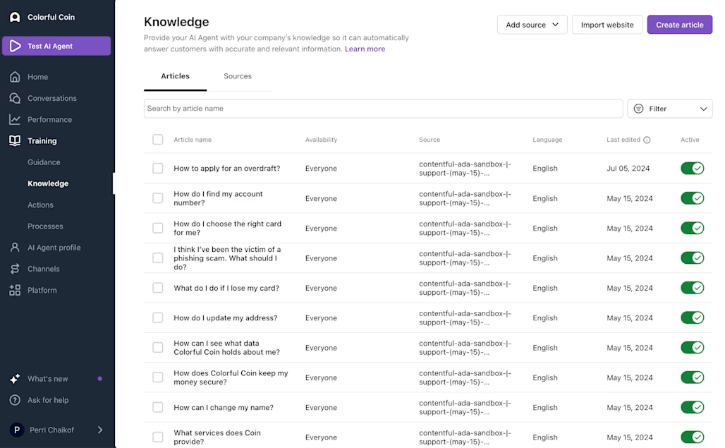 Ada - Knowledge screenshot