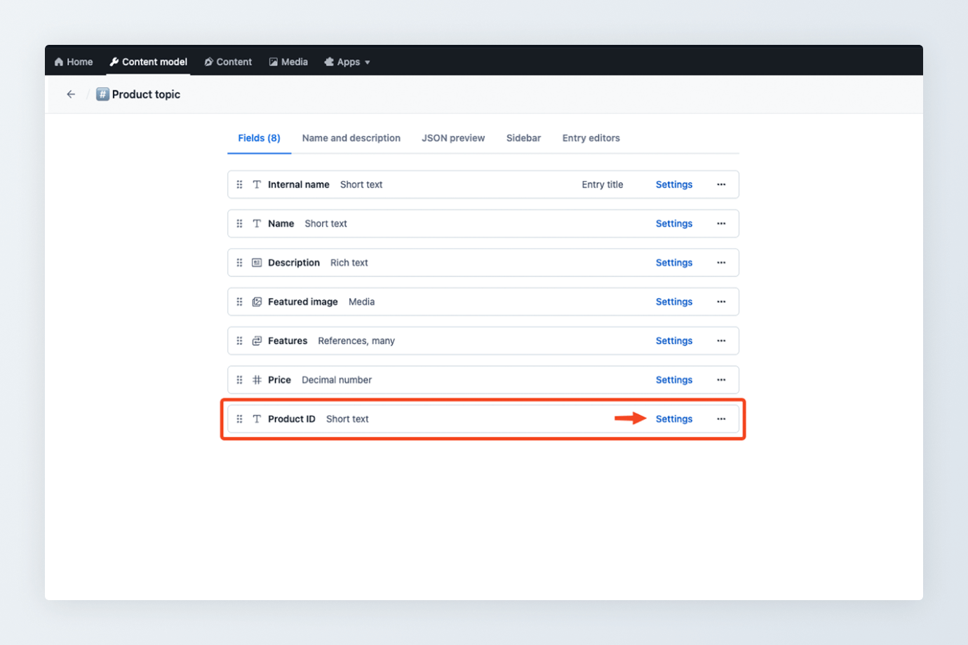 Add product and category IDs directly to your Contentful content type