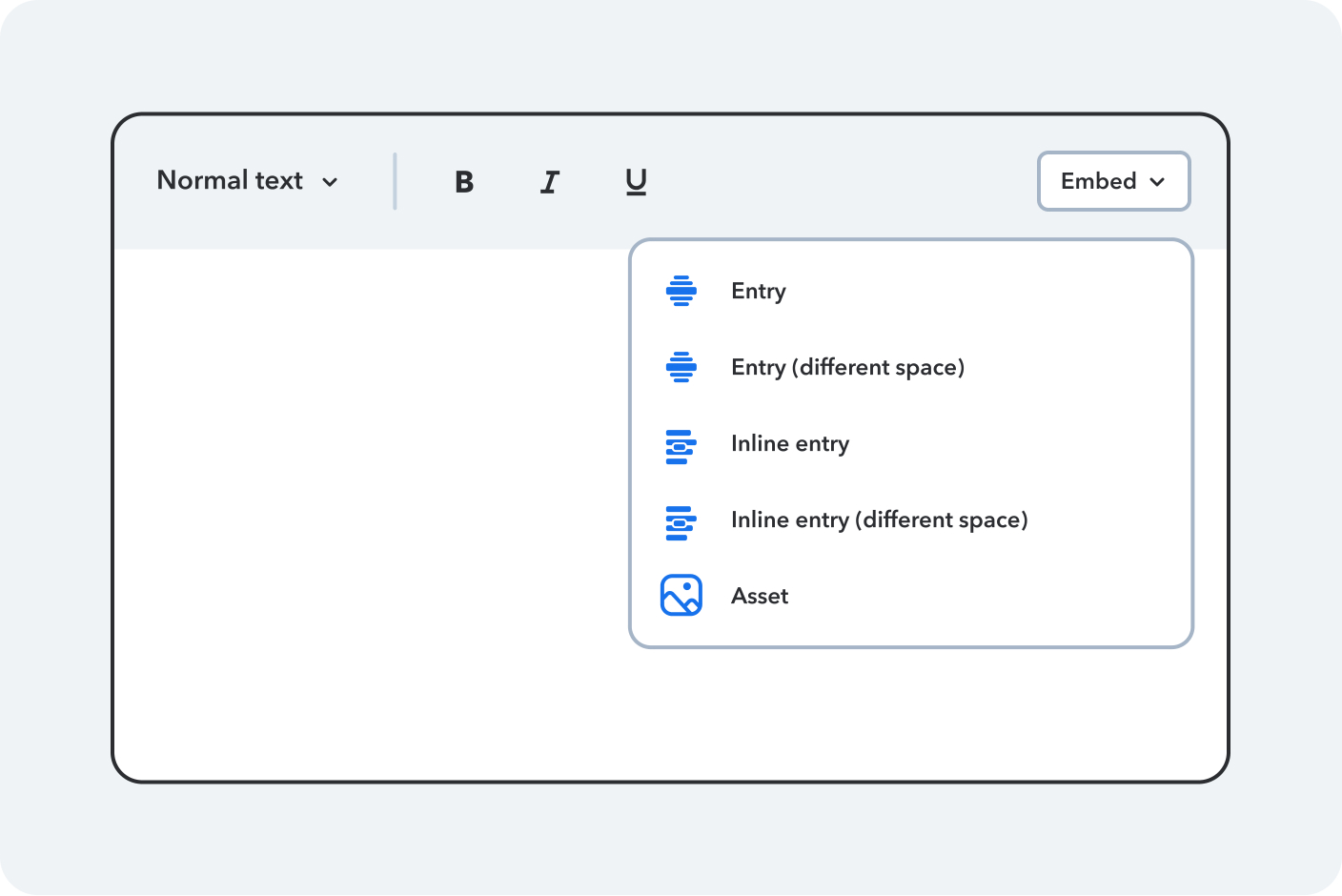 A stylized user-interface illustration highlighting Contentful's content entry features.