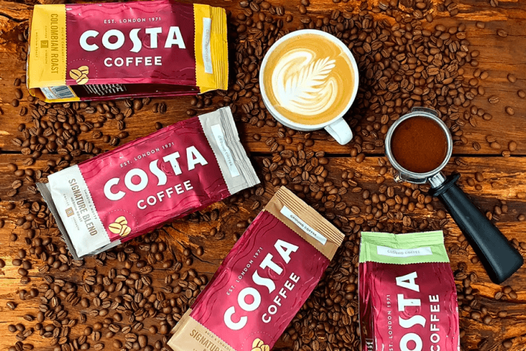 A selection of Costa coffee on a table