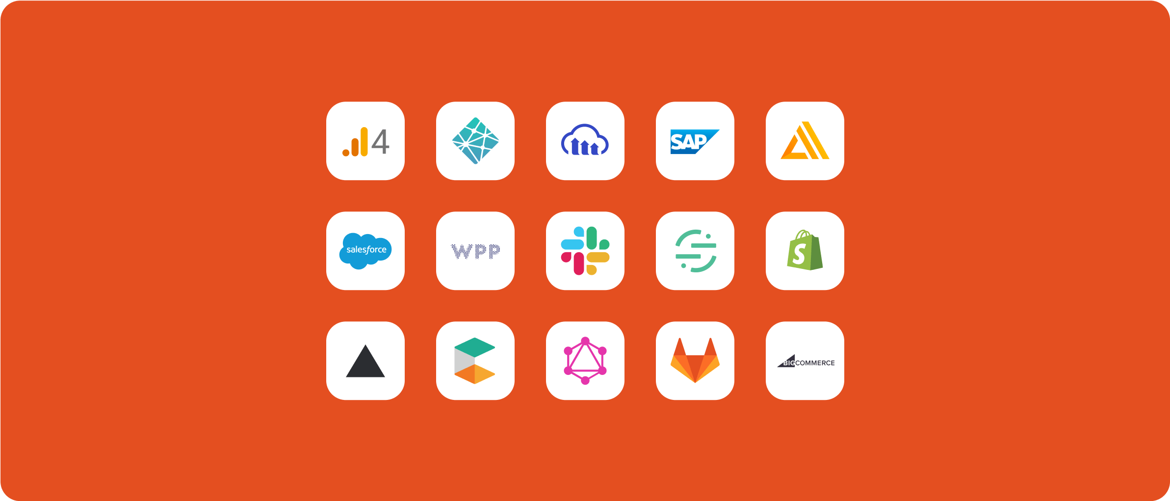 An arrangement of 15 icons representing apps from the Contentful Marketplace.