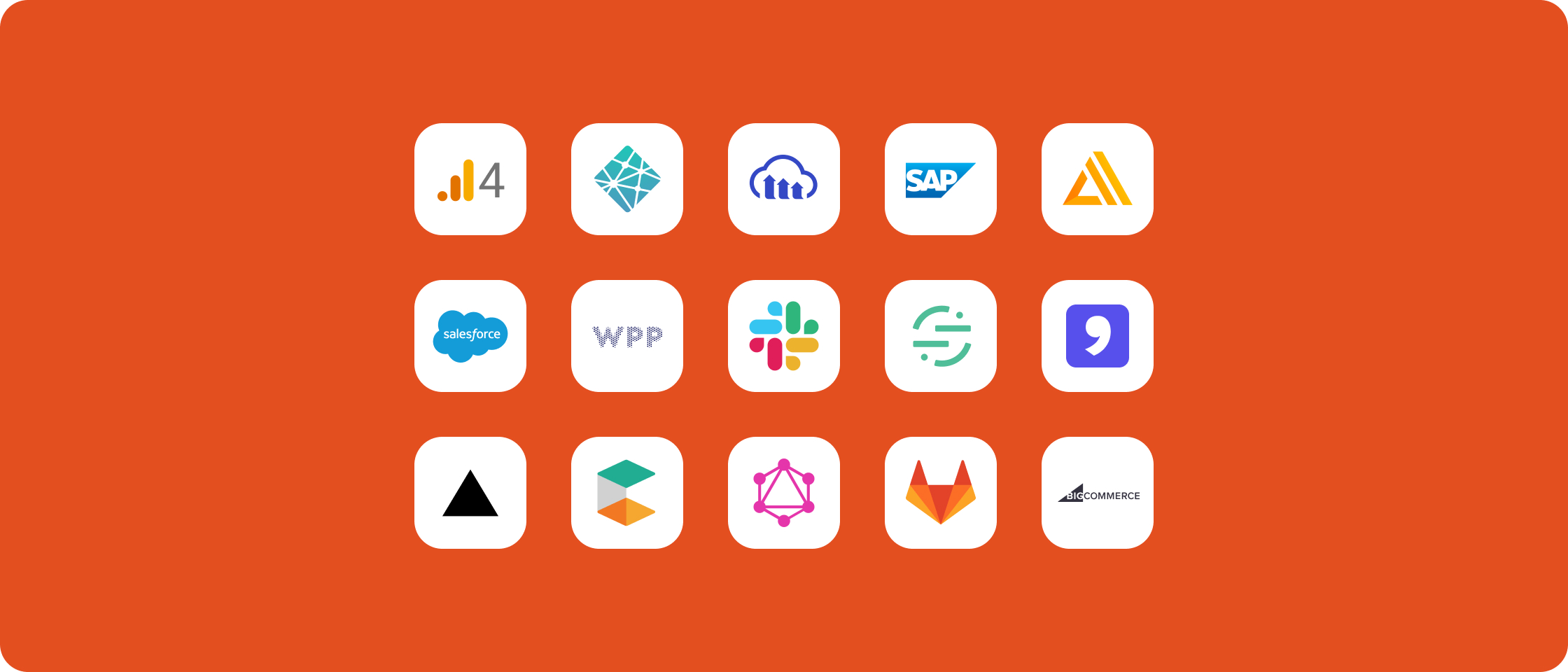 An arrangement of 15 icons representing apps from the Contentful Marketplace.