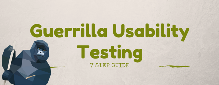 "Guerrilla Usability Testing: 7 Step Guide," with a low-poly gorilla graphic.