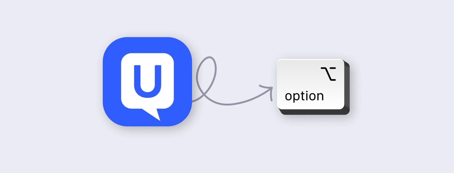Diagram of a communication app icon connected to an option button.