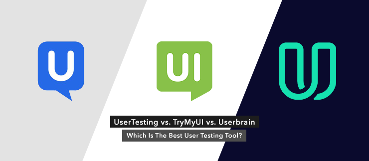 UserTesting, TryMyUI, and Userbrain logos compared, asking "Which Is The Best User Testing Tool?".