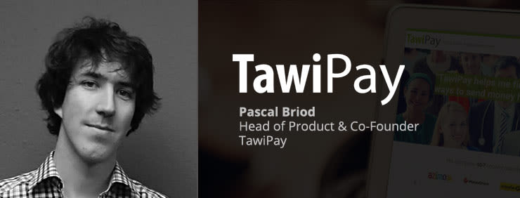 TawiPay founder Pascal Briod with TawiPay on a tablet in the background.