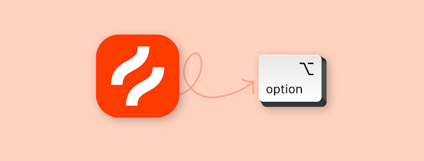 Zapier logo pointing to the option key on a keyboard.