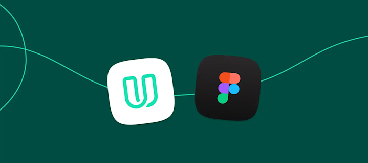 Logos for Webflow and Figma, two popular web design and development tools, on a teal green background with light teal swirls.