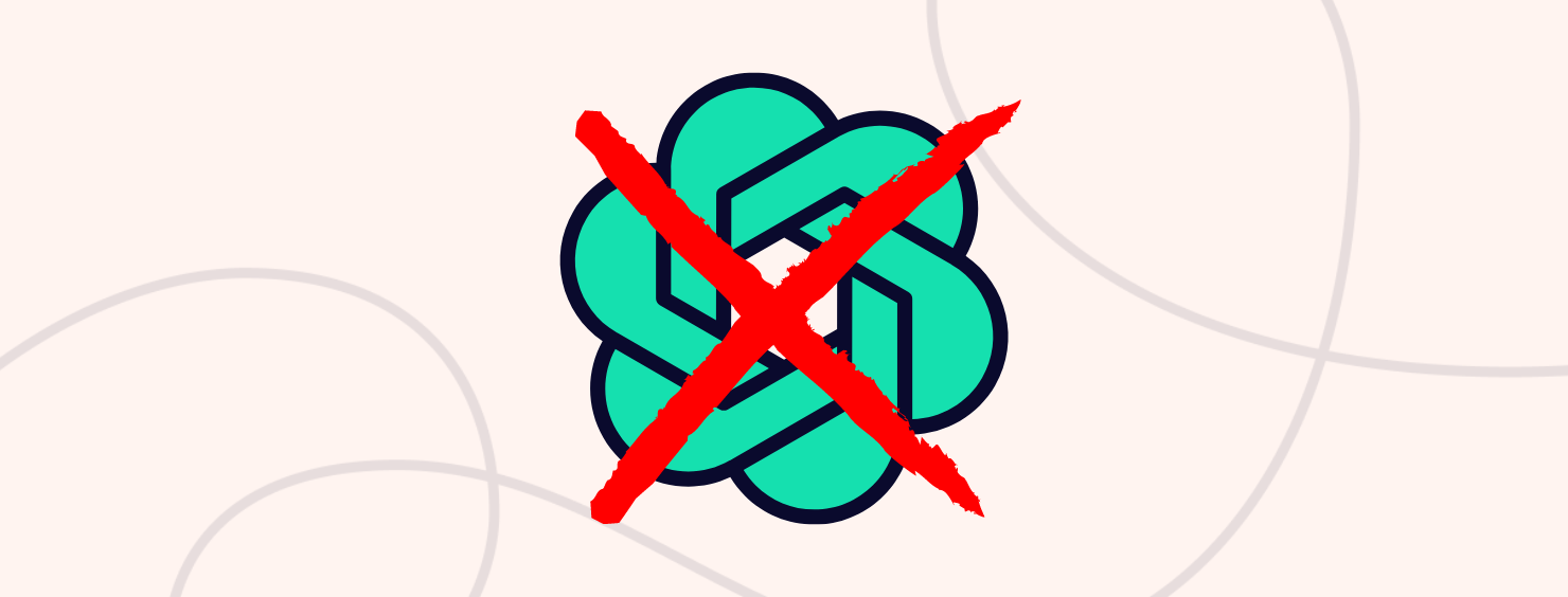 ChatGPT logo crossed out in red.