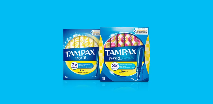 Tampax Pearl and Tampax Pearl Compak tampons with applicator 