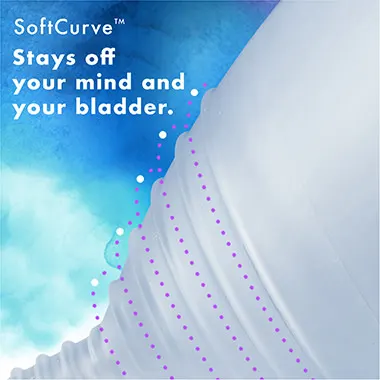 The SoftCurve shape provides a snug, soft fit that reduces pressure on your bladder