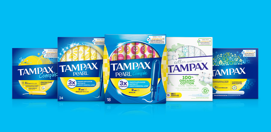 Tampons Tampax (Compak, Pearl, Pearl Compak, Cotton Protection, Cardboard)
