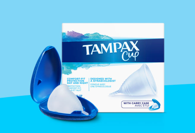 Tampax menstrual cup with carry case