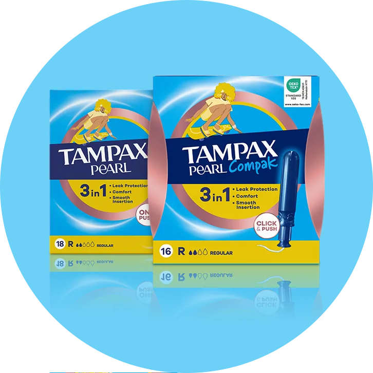 Tampax Pearl and Tampax Pearl Compak tampons with applicator 