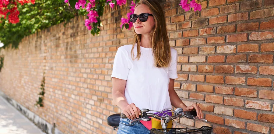 Teenage girl riding a bike