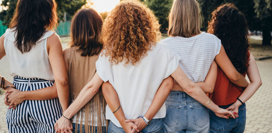 Five women embracing