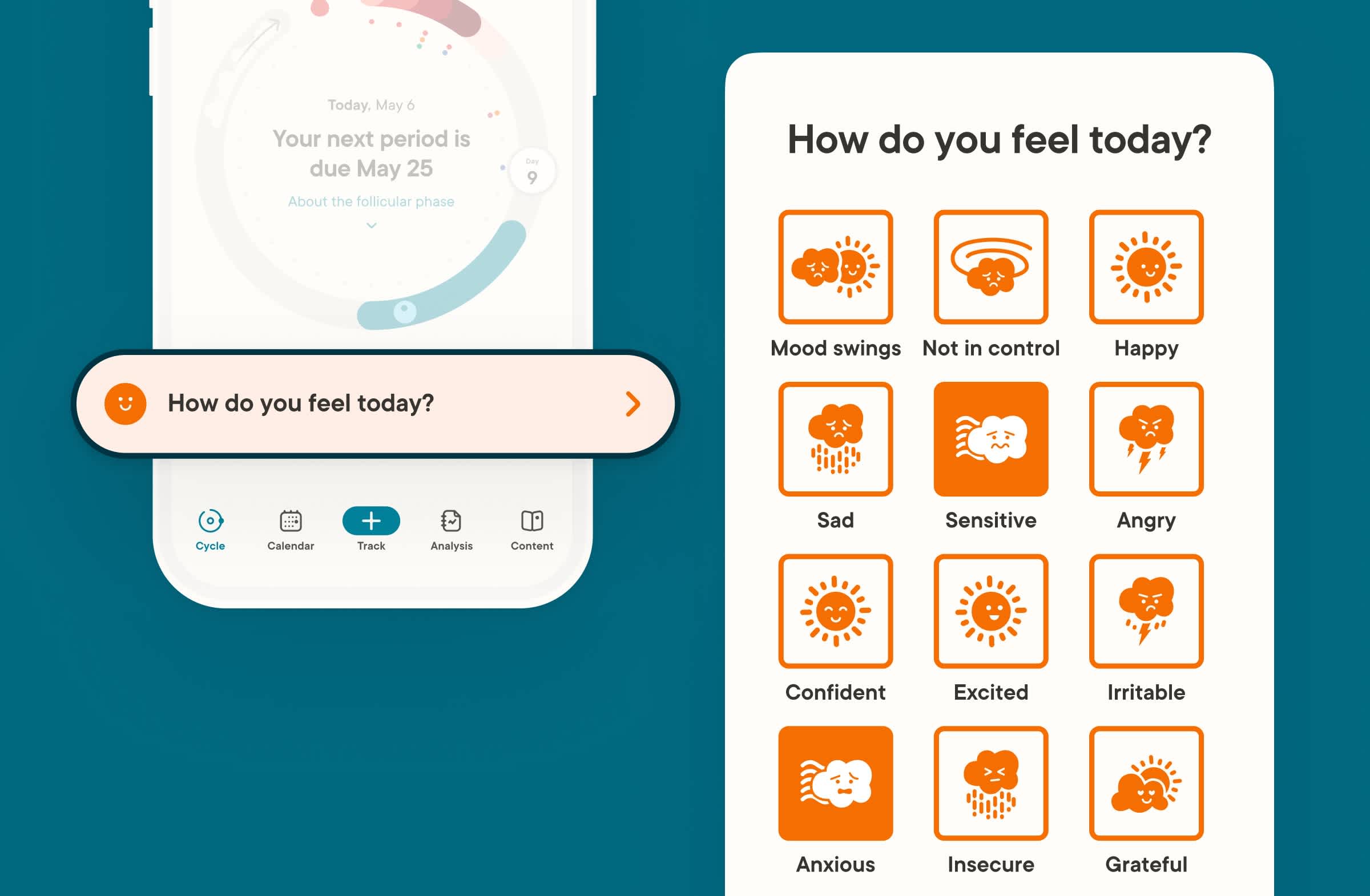 Track your feelings in the Clue app