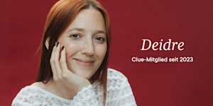 Headshot of Clue member Deidre with text "Deidre Clue member since 2023"