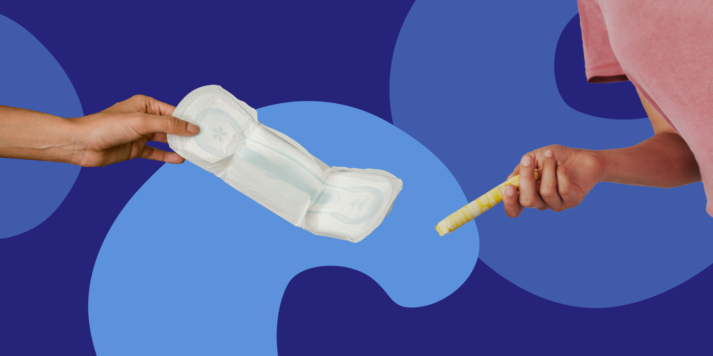 Ilustración de dos personas hablando de la menstruación