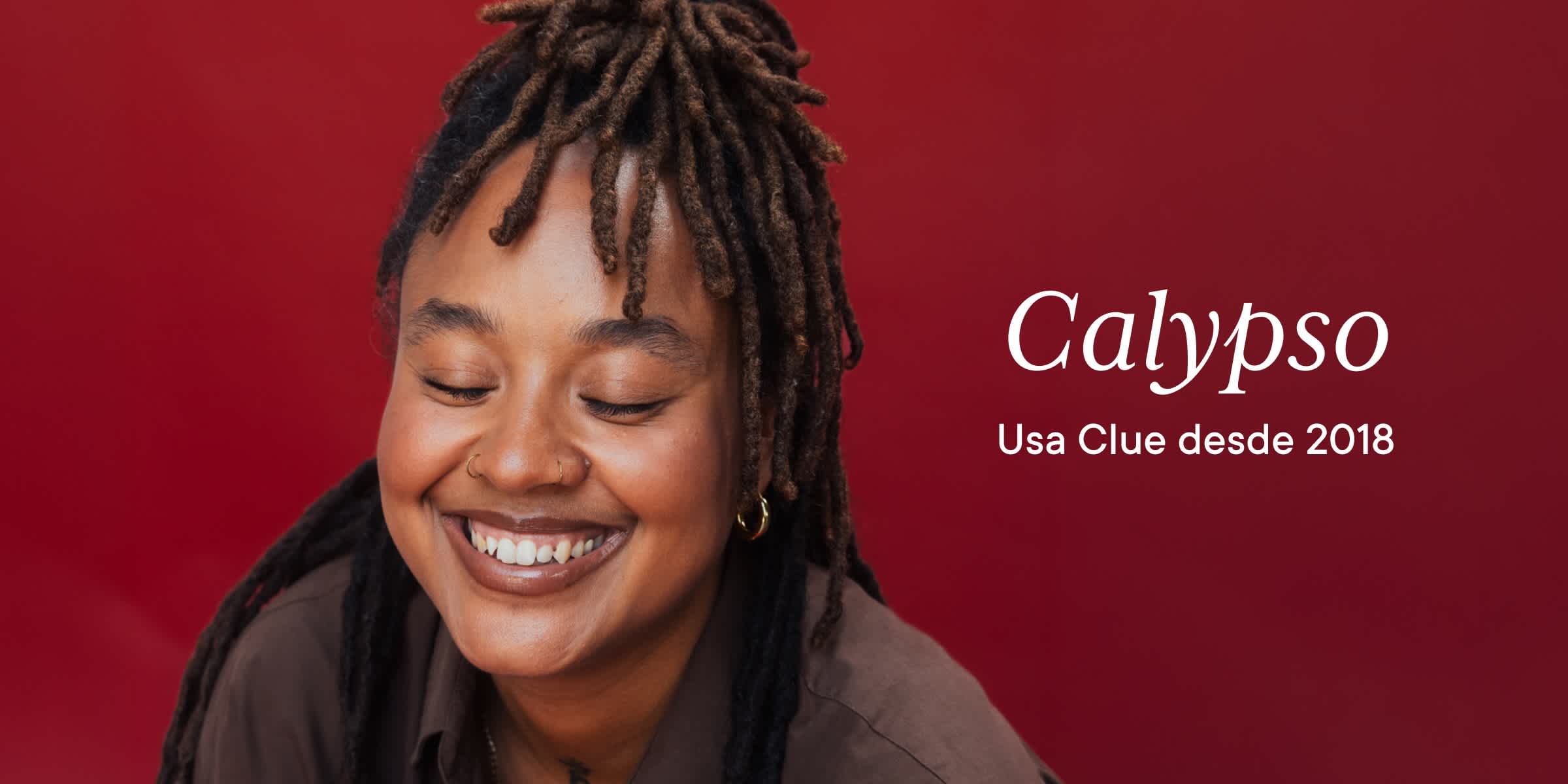 Clue member Calypso with text overlay "Calypso Clue member since 2018"