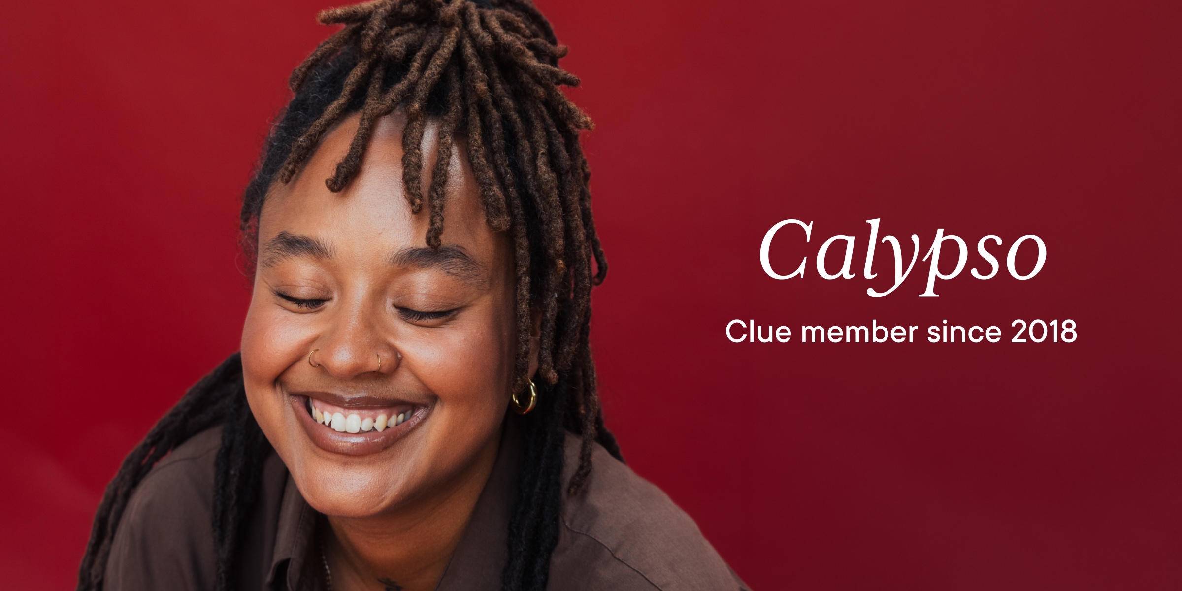 Clue member Calypso with text overlay "Calypso Clue member since 2018"