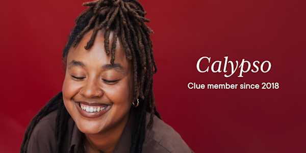 Clue member Calypso with text overlay "Calypso Clue member since 2018"