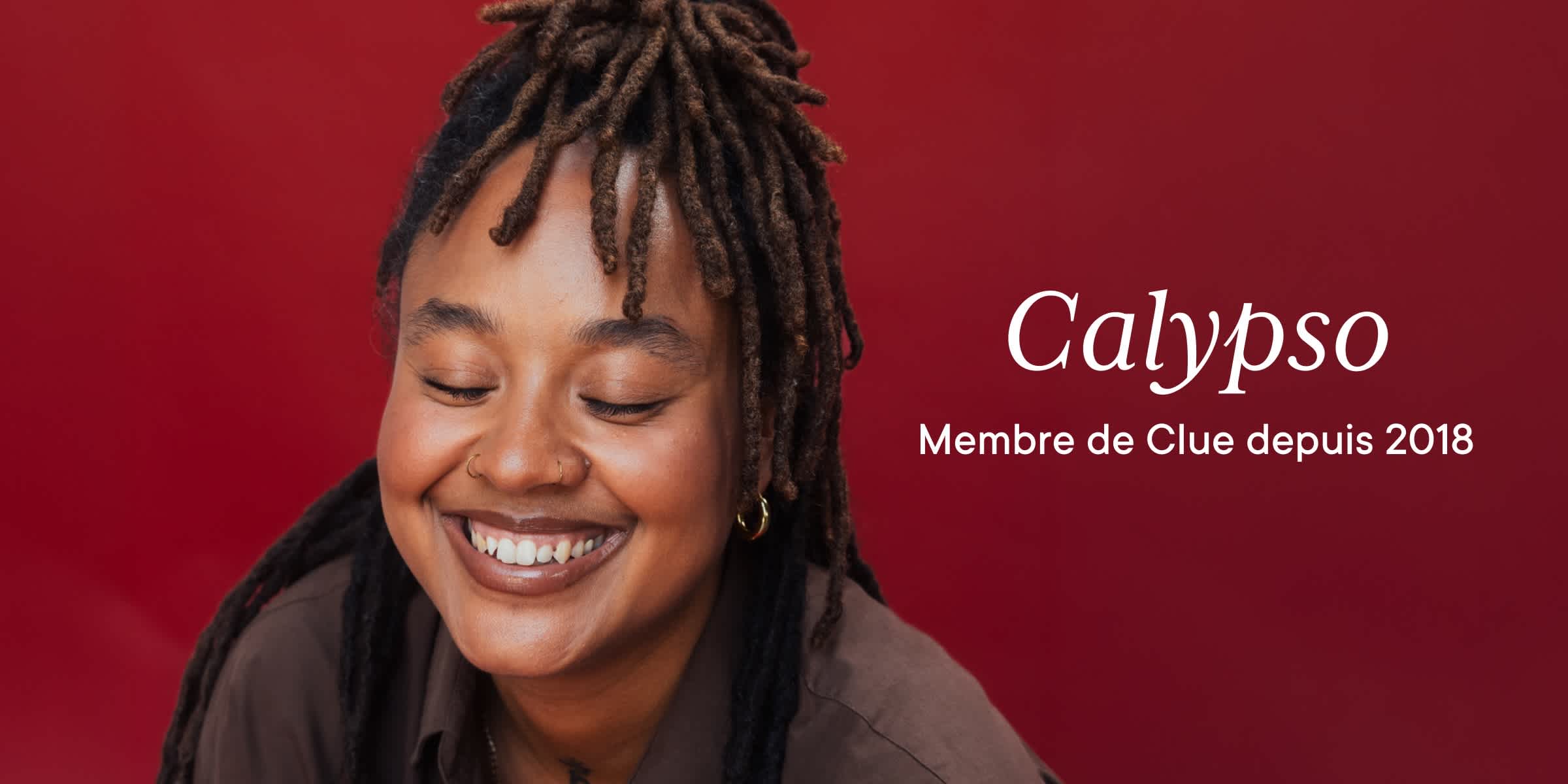 Clue member Calypso with text overlay "Calypso Clue member since 2018"