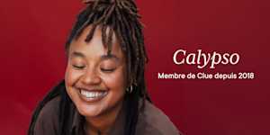 Clue member Calypso with text overlay "Calypso Clue member since 2018"