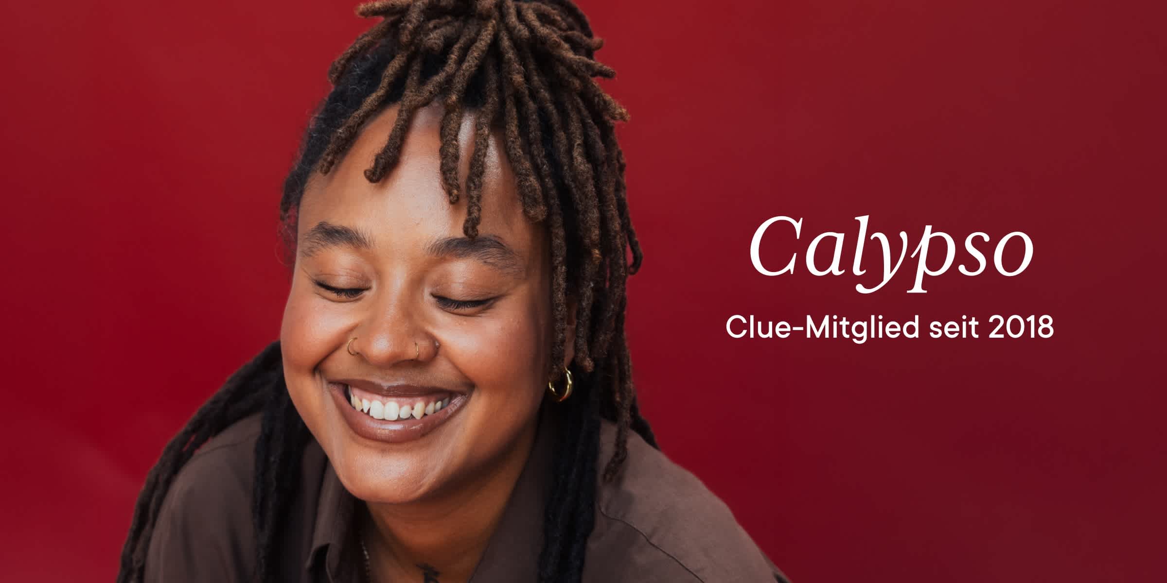 Clue member Calypso with text overlay "Calypso Clue member since 2018"