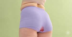 Person with underwear that has a blood stain on them