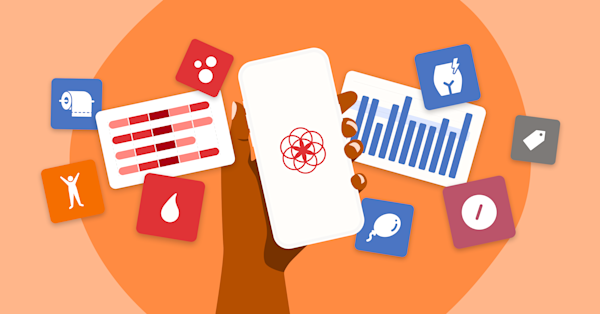 Two hands, one holds a smart phone, and the other taps a square button on the screen