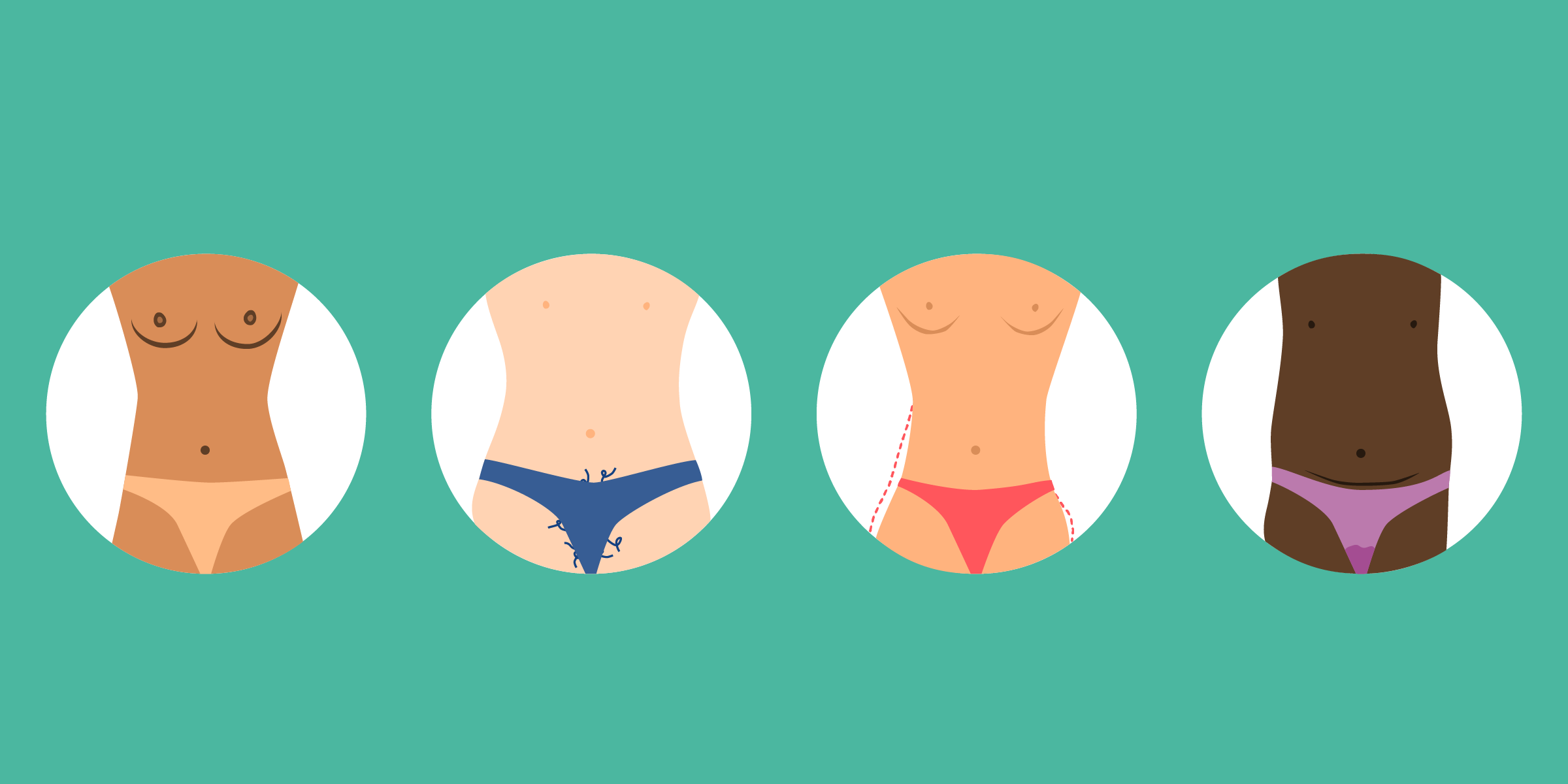 four illustrations of torsos