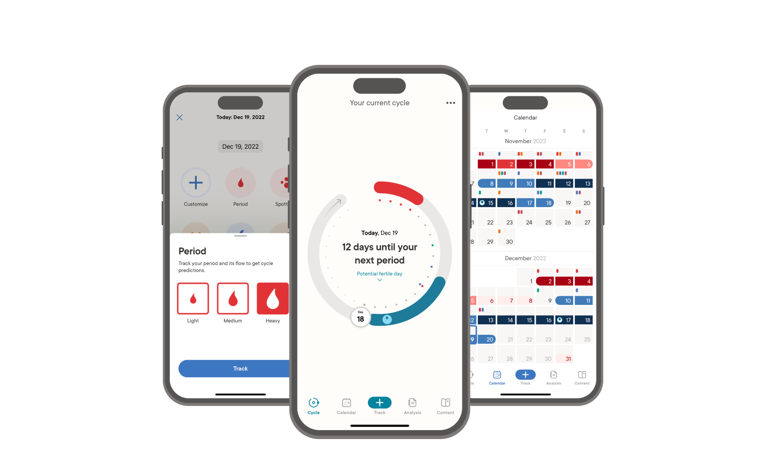 A group of 3 phones with a grey background