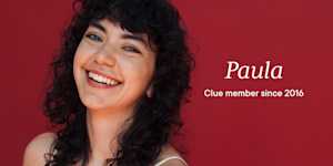 Headshot of Clue member Paula with text overlay "Paula Clue member since 2016"