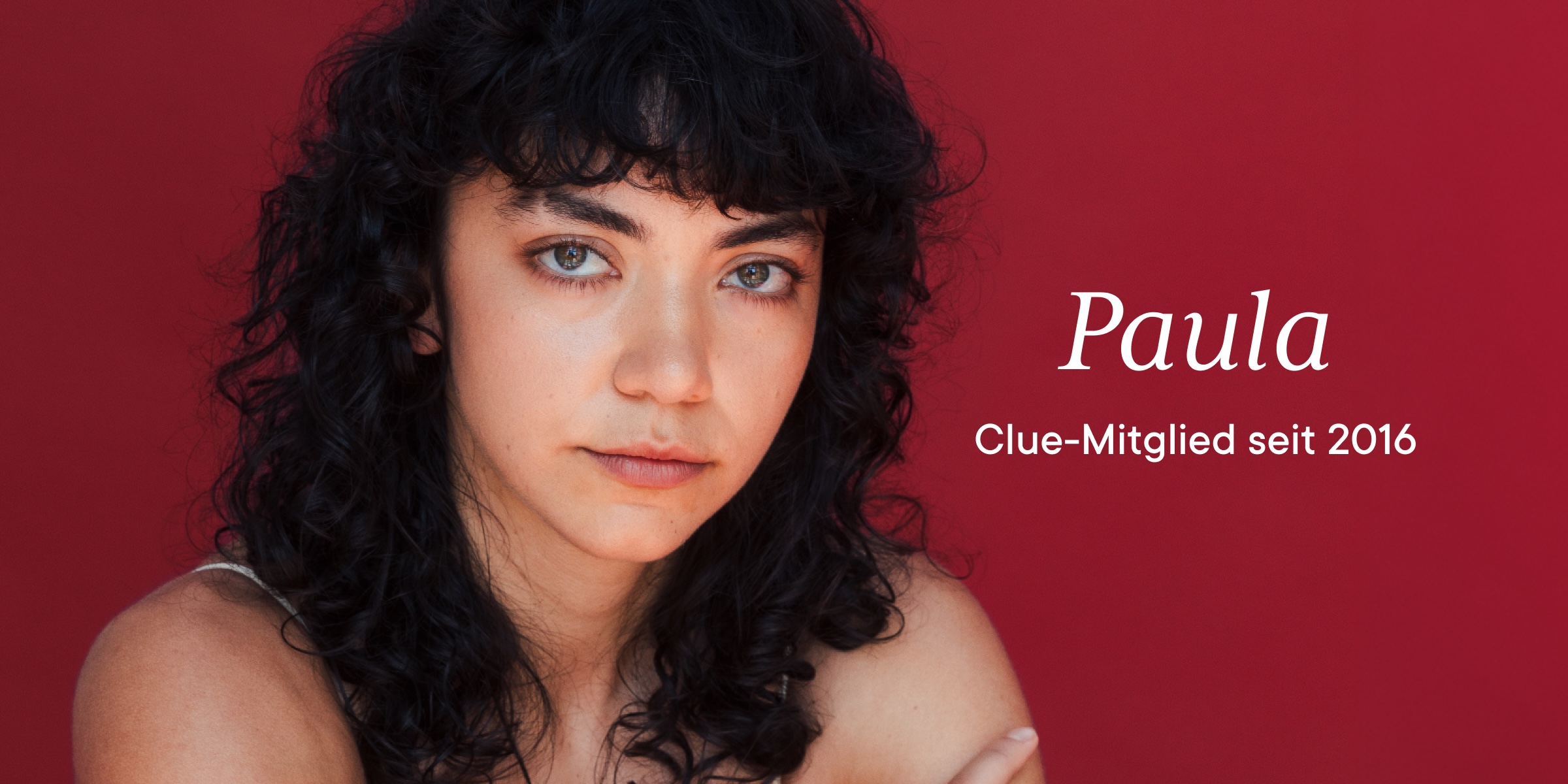 Headshot of Clue member Paula with text overlay "Paula Clue member since 2016"