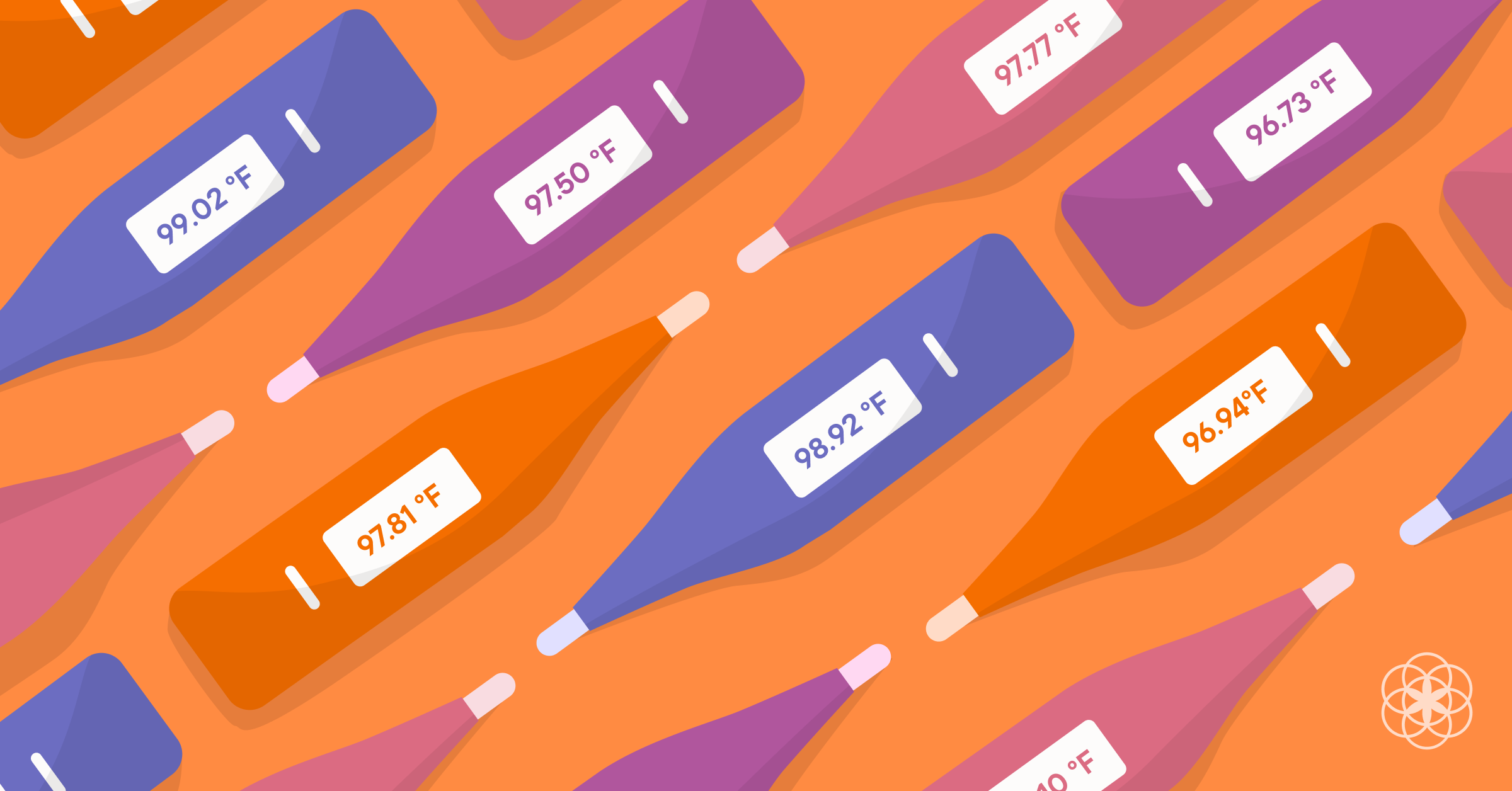 Termómetros con diferentes temperaturas, sobre fondo naranja