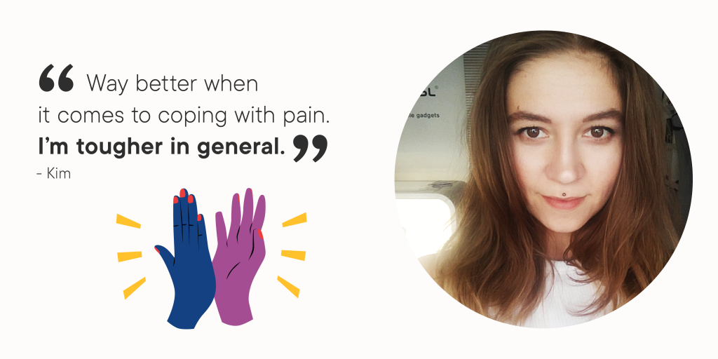 user quote from kim stating her positive symptoms of pms as being tougher in general
