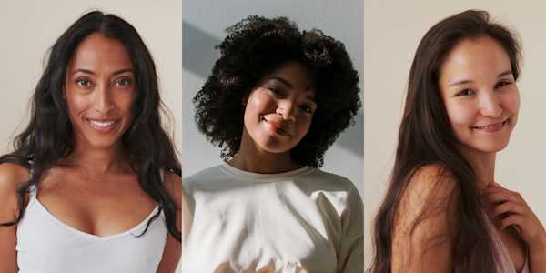 3 photos showing different women, smiling and confident.