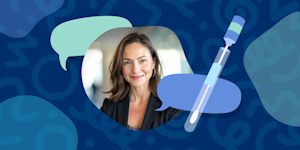 Headshot of Danielle Clement, Nurse Practitioner and Women’s Health Clinical Manager at BD and a graphic of a HPV swab