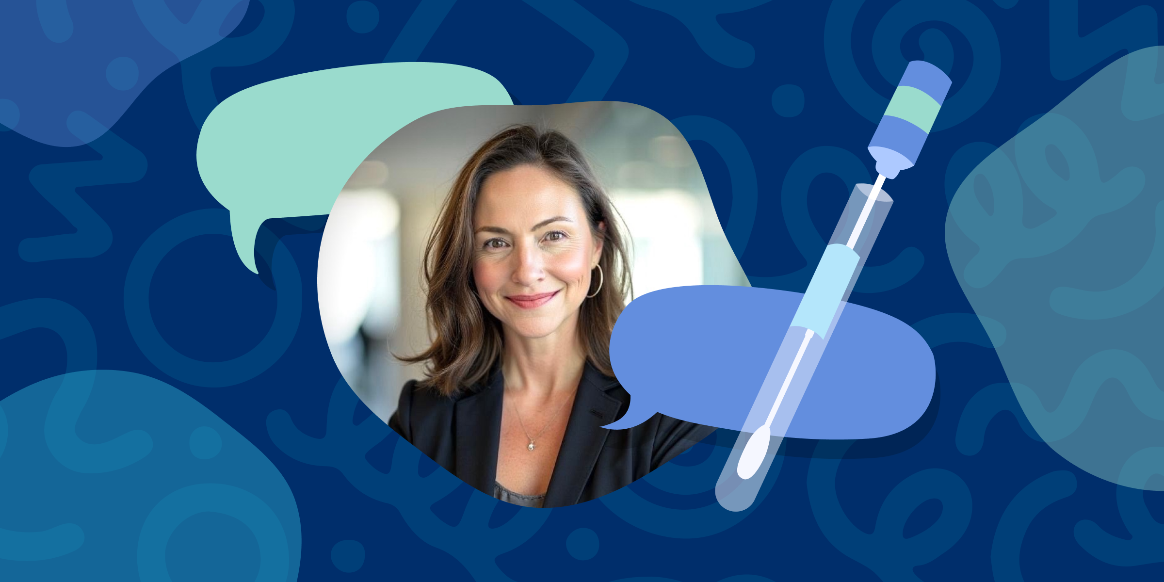 Headshot of Danielle Clement, Nurse Practitioner and Women’s Health Clinical Manager at BD and a graphic of a HPV swab