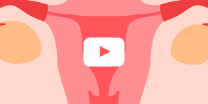uterus illustration with youtube logo overlay