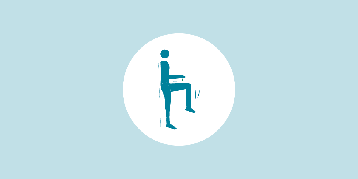 icon of a blue figure raising a leg while leaning on a wall