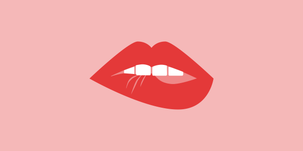 illustration of teeth biting on the lip