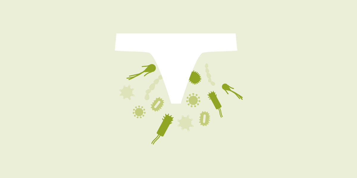 illustration of  clean white panties and bacteria moving toward it