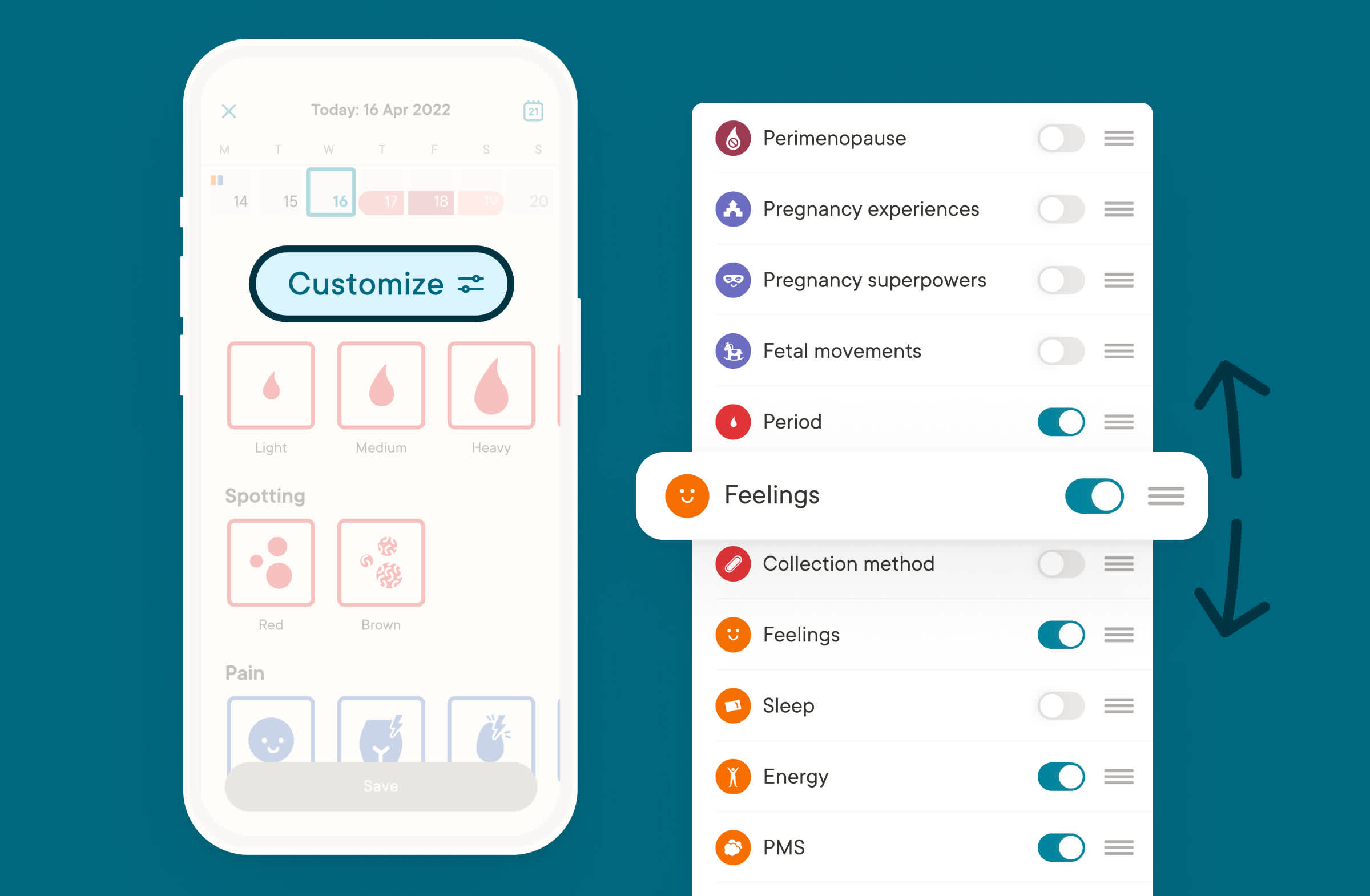 Customize your tracking options in the Clue app