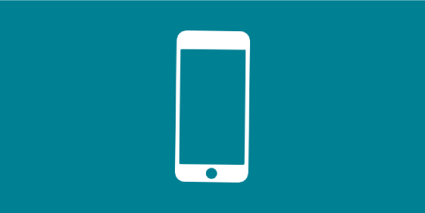 illustrated outline of a white iphone on top of a turquoise background
