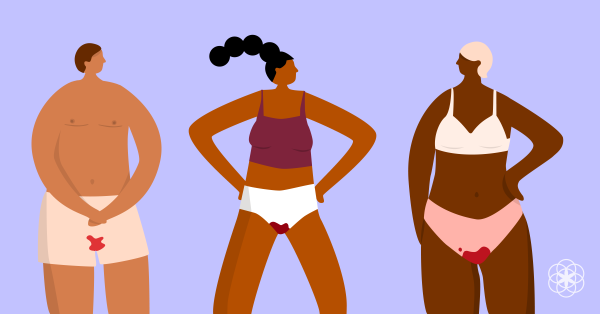 Ilustración de tres personas menstruando